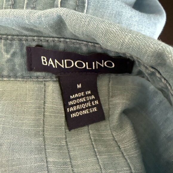 Bandolino Sleeveless Chambray Button-Front Dress With Belt - Picture 5 of 5